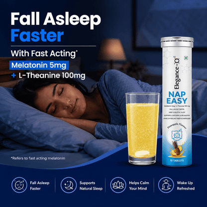 NAP EASY Melatonin + L-Theanine Effervescent with No Added Sugar for Better Sleep