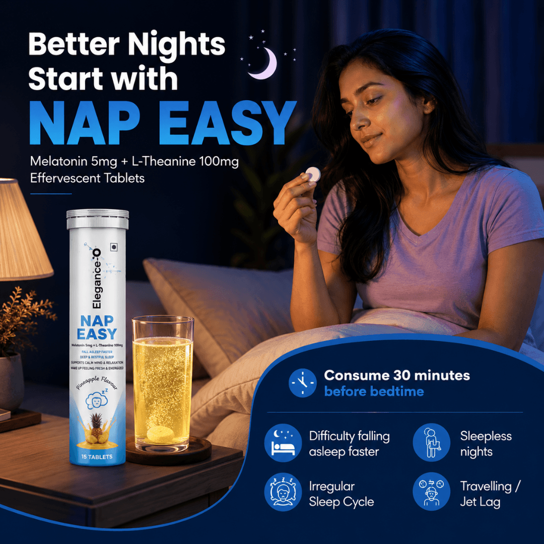 NAP EASY Melatonin + L-Theanine Effervescent with No Added Sugar for Better Sleep