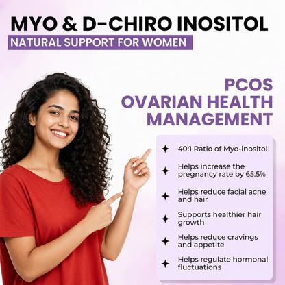 Myo-Inositol & D-Chiro Inositol Capsules – 40:1 Ratio | PCOD, Hormonal Balance & Wellness - 60 Tablets