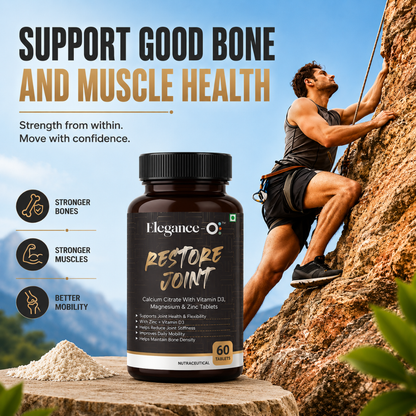 Calcium Citrate Tablets with Magnesium & Zinc for Women and Men | Calcium Supplement for Bone, Joint & Muscle Support - 60 Tablets