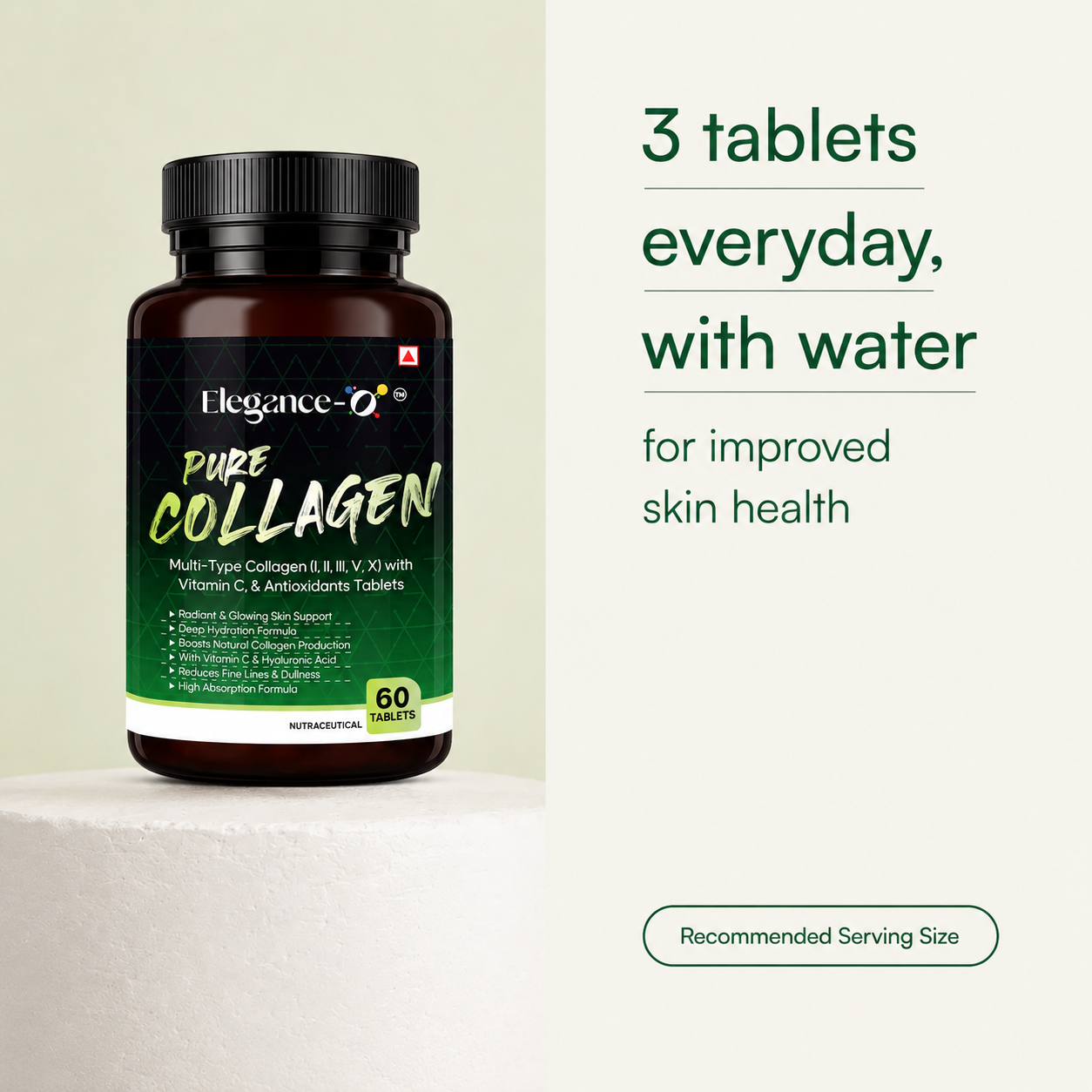 Pure Collagen for Hair, Skin, Joint, Nail, Bones - 60 Tablets